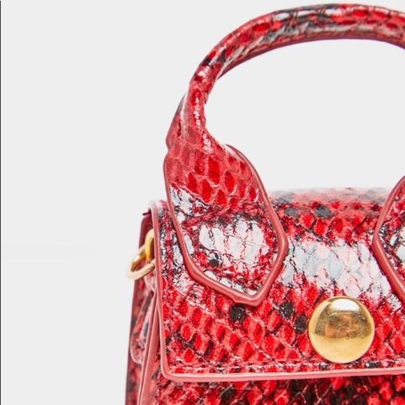 NEW BooHoo Crossbody Micro Purse Red Snake Print - Picture 3 of 6